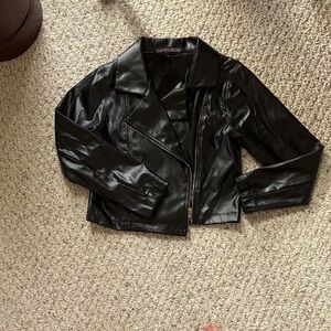 Three Hearts Shiny Black Leather Jacket